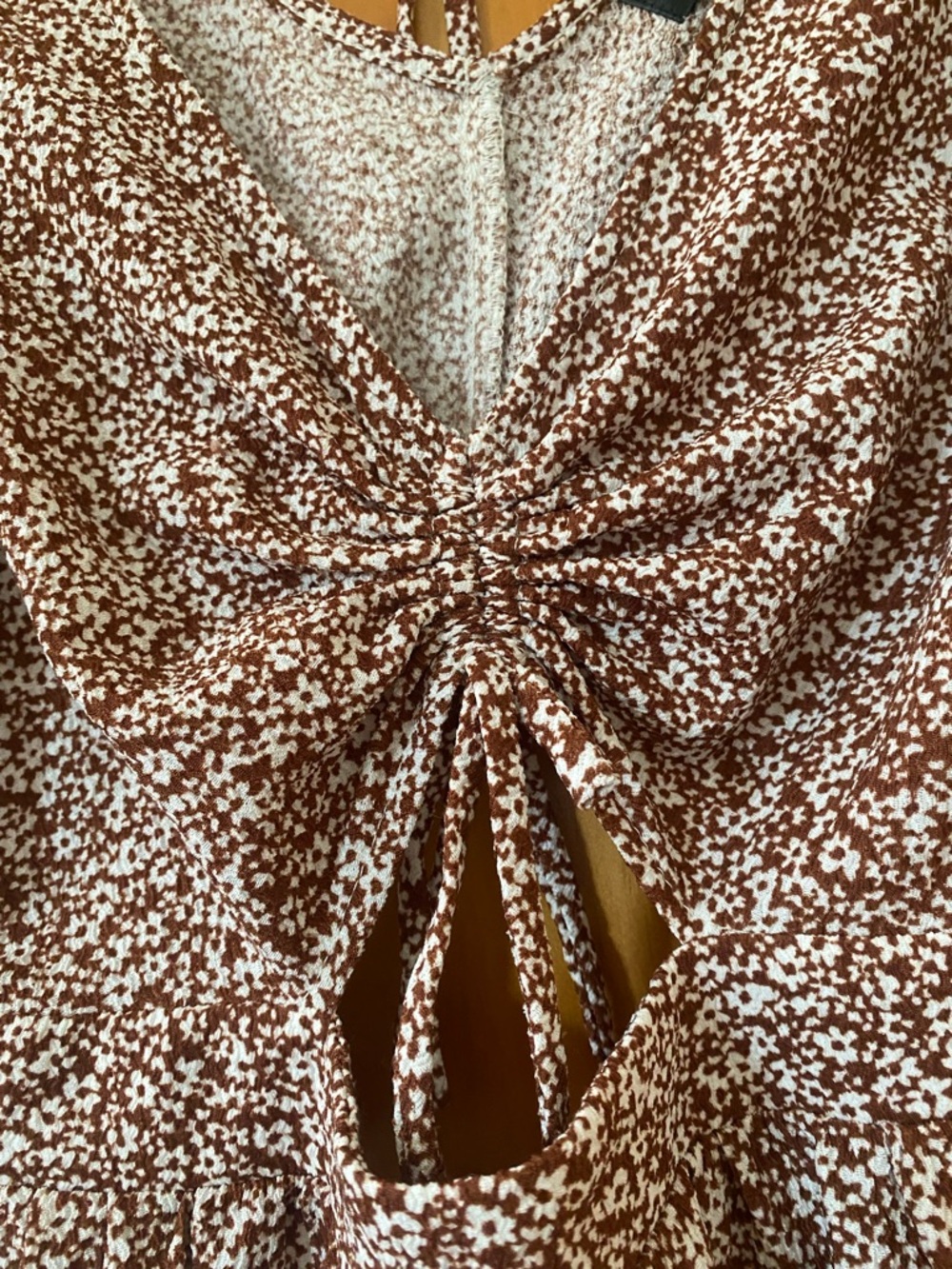 Crystal Doll Ditsy Floral Mini Dress Puff Sleeve Cutout Open Back Cottagecore M